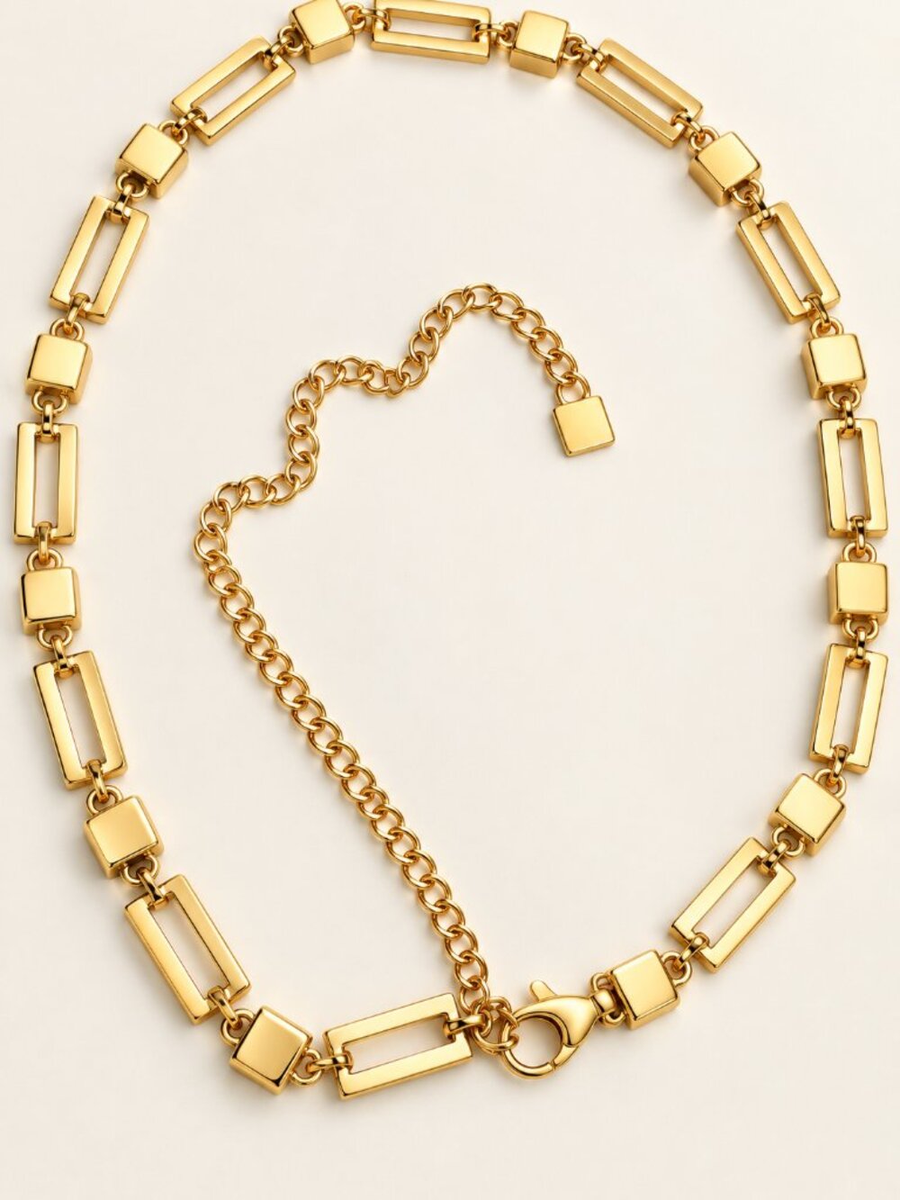Vintage Style Chunky Gold  Paperclip Chain Necklace |  Retro Statement